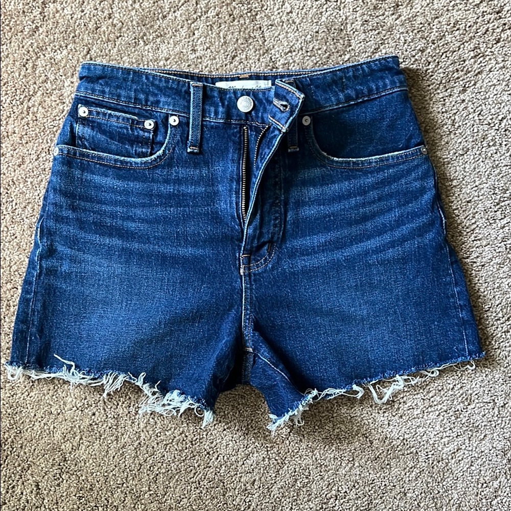 Madewell Blue Jean Shorts High-Waisted Frayed Hem